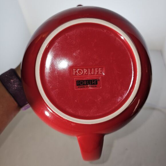 SANTA CLAUS Custom Christmas Teapot Springy Arms Holiday 8.5"x8" Red Ceramic - Picture 10 of 14